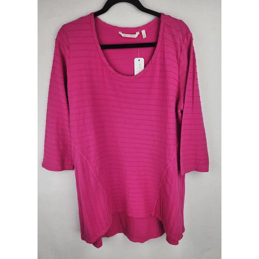 Soft Surroundings Tunic Top Womens L 100% cotton ribbed comfy cozycore cabincore